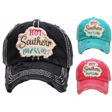 "HOT SOUTHERN MESS"  Embroidered  Vintage Style Ball Cap  eb-83822862